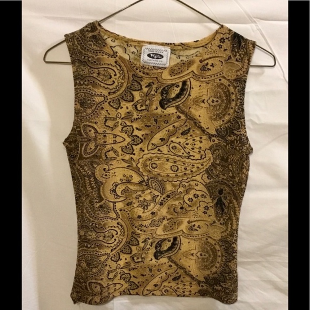 Wild Fire Tan Black Metallic Sleeveless Top